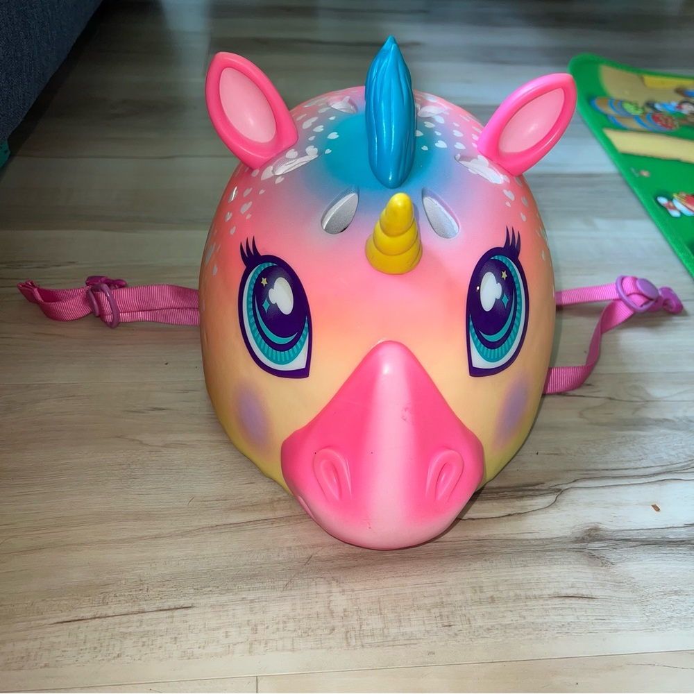 Pink and Blue Unicorn Helmet with Horn